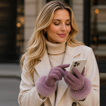Load image into Gallery viewer, Luciana Quiet Luxury Gloves with Fur Cuff and Touchscreen Functionality