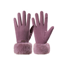 Load image into Gallery viewer, Luciana Quiet Luxury Gloves with Fur Cuff and Touchscreen Functionality