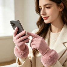 Load image into Gallery viewer, Luciana Quiet Luxury Gloves with Fur Cuff and Touchscreen Functionality