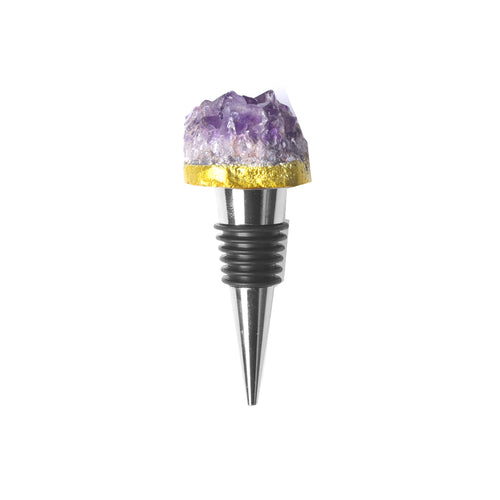 Wine Connoisseur's Fancy Amethyst Crystal Wine Stopper Pair