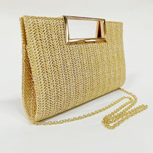 Load image into Gallery viewer, Coastal Chic Woven Straw Top Handle Evening Clutch and Crossbody