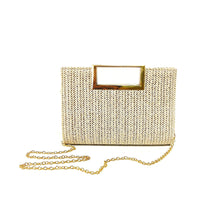 Load image into Gallery viewer, Coastal Chic Woven Straw Top Handle Evening Clutch and Crossbody
