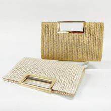 Load image into Gallery viewer, Coastal Chic Woven Straw Top Handle Evening Clutch and Crossbody