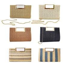 Load image into Gallery viewer, Coastal Chic Woven Straw Top Handle Evening Clutch and Crossbody