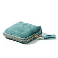 Load image into Gallery viewer, Velvetina Soft Velvet Tasseled Travel Jewelry Organizer with 6 Compartments for Rings, Necklaces and Bracelets