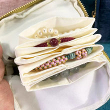 Load image into Gallery viewer, Velvetina Soft Velvet Tasseled Travel Jewelry Organizer with 6 Compartments for Rings, Necklaces and Bracelets