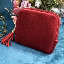 Load image into Gallery viewer, Velvetina Soft Velvet Tasseled Travel Jewelry Organizer with 6 Compartments for Rings, Necklaces and Bracelets