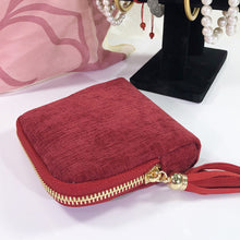 Load image into Gallery viewer, Velvetina Soft Velvet Tasseled Travel Jewelry Organizer with 6 Compartments for Rings, Necklaces and Bracelets