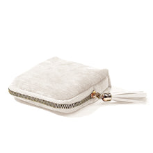 Load image into Gallery viewer, Velvetina Soft Velvet Tasseled Travel Jewelry Organizer with 6 Compartments for Rings, Necklaces and Bracelets