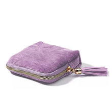 Load image into Gallery viewer, Velvetina Soft Velvet Tasseled Travel Jewelry Organizer with 6 Compartments for Rings, Necklaces and Bracelets