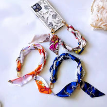 Load image into Gallery viewer, Pearly Girly Anti-Drop Phone Wristlet with Silken Scarf and Pearl Accents