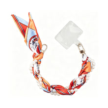 Load image into Gallery viewer, Pearly Girly Anti-Drop Phone Wristlet with Silken Scarf and Pearl Accents