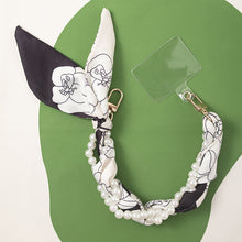 Load image into Gallery viewer, Pearly Girly Anti-Drop Phone Wristlet with Silken Scarf and Pearl Accents