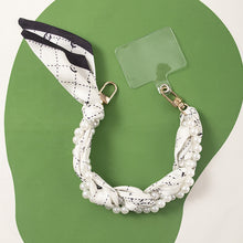 Load image into Gallery viewer, Pearly Girly Anti-Drop Phone Wristlet with Silken Scarf and Pearl Accents