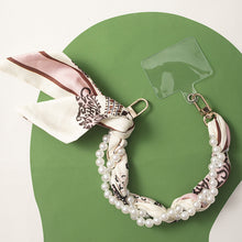 Load image into Gallery viewer, Pearly Girly Anti-Drop Phone Wristlet with Silken Scarf and Pearl Accents