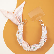 Load image into Gallery viewer, Pearly Girly Anti-Drop Phone Wristlet with Silken Scarf and Pearl Accents