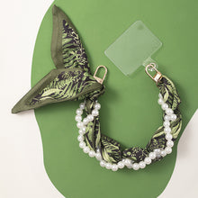 Load image into Gallery viewer, Pearly Girly Anti-Drop Phone Wristlet with Silken Scarf and Pearl Accents
