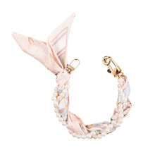 Load image into Gallery viewer, Pearly Girly Anti-Drop Phone Wristlet with Silken Scarf and Pearl Accents