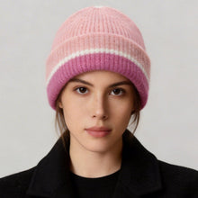Load image into Gallery viewer, Solstice Stripe Beanie, Colorblocked Knit Winter Hat for Women
