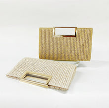 Load image into Gallery viewer, Coastal Chic Woven Straw Top Handle Evening Clutch and Crossbody