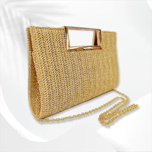 Load image into Gallery viewer, Coastal Chic Woven Straw Top Handle Evening Clutch and Crossbody