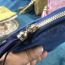 Load image into Gallery viewer, Velvetina Soft Velvet Tasseled Travel Jewelry Organizer with 6 Compartments for Rings, Necklaces and Bracelets