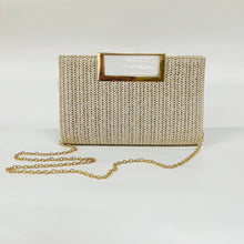 Load image into Gallery viewer, Coastal Chic Woven Straw Top Handle Evening Clutch and Crossbody