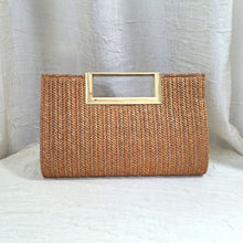 Load image into Gallery viewer, Coastal Chic Woven Straw Top Handle Evening Clutch and Crossbody