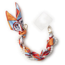 Load image into Gallery viewer, Pearly Girly Anti-Drop Phone Wristlet with Silken Scarf and Pearl Accents